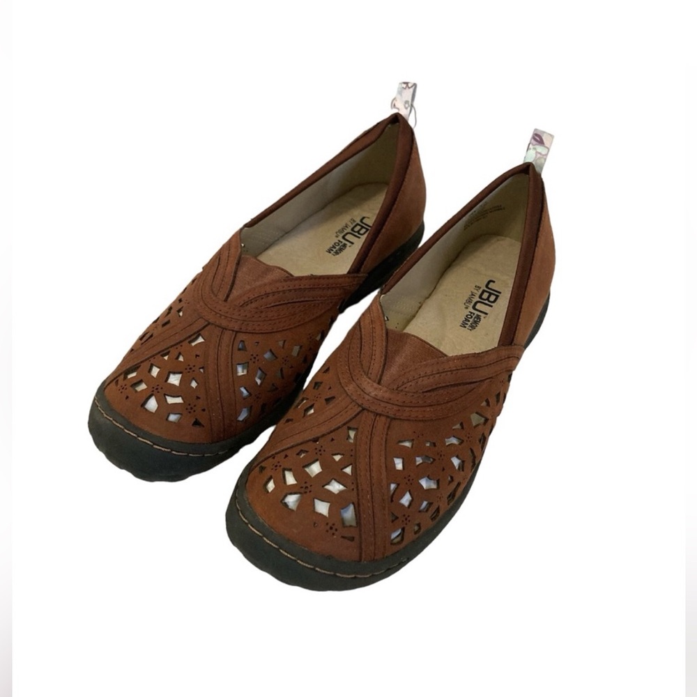 JBU Pecan All Terra Traction Casual Slip-on Perforated Shoes Chestnut Faux Suede